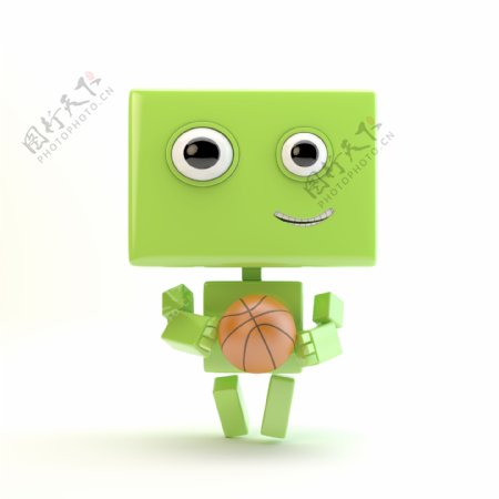 拿着篮球的立体小人图片