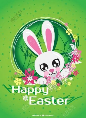 复活节兔子卡通卡片