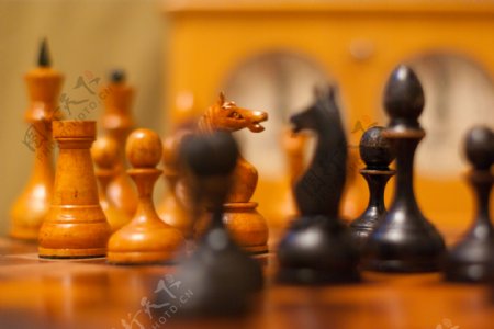 木质国际象棋摄影图片
