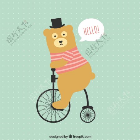可爱的小熊骑自行车