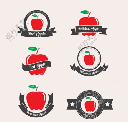 红色苹果标签矢量