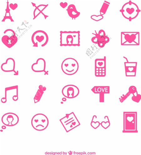 25粉红情人节图标矢量素材