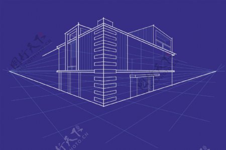 时尚线性房子模型设计矢量素材
