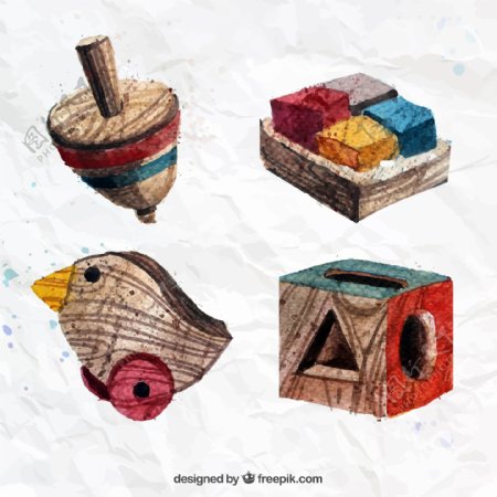 木制玩具设计矢量图图片
