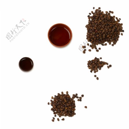 咖啡豆咖啡杯高清分层素材