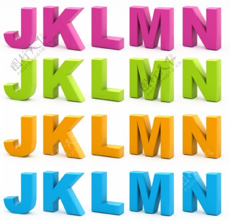 彩色立体JKLMN字母图片
