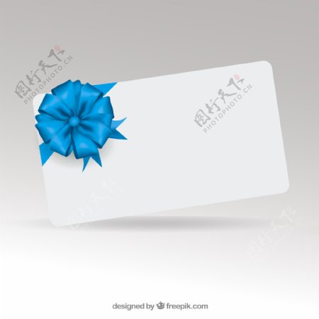 蓝色丝带花装饰卡片