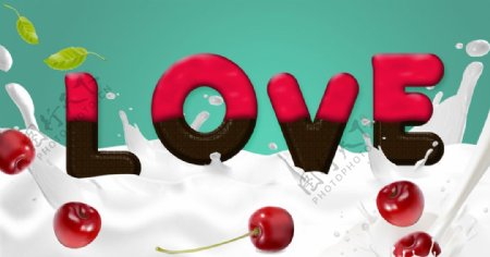 奶油牛奶巧克力LOVE字体设计