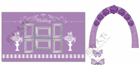 紫色婚礼背景造型