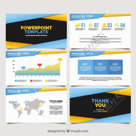 现代的PowerPoint模板与图表数据