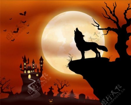 朝月亮吼的狼和城堡图片