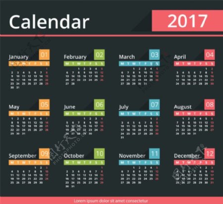 彩色几何2017年日历图片