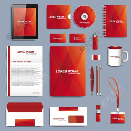 红色大气企业VI设计模板矢量素材