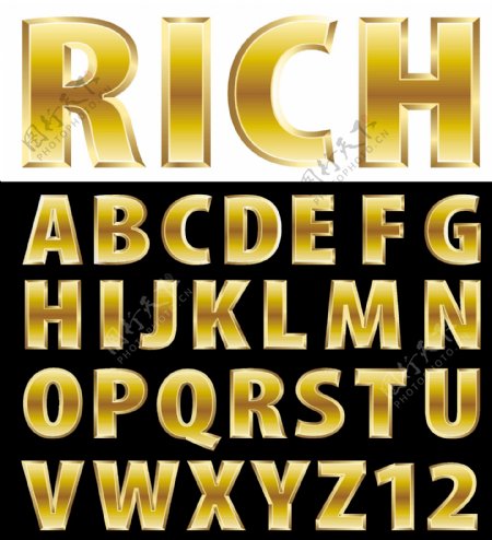 黄金金属字体