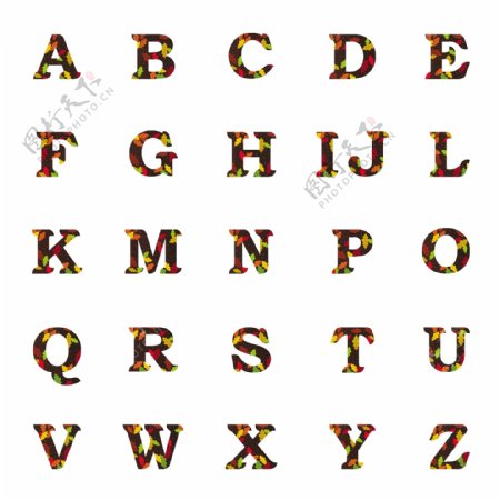 秋季字母平面样式图标