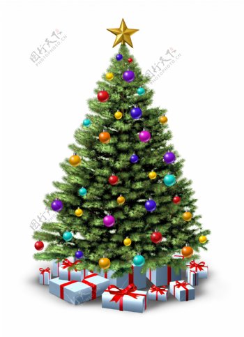 圣诞树与礼物图片素材