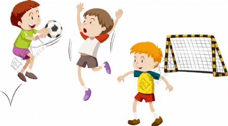 足球运动可爱的卡通儿童插画矢量素材