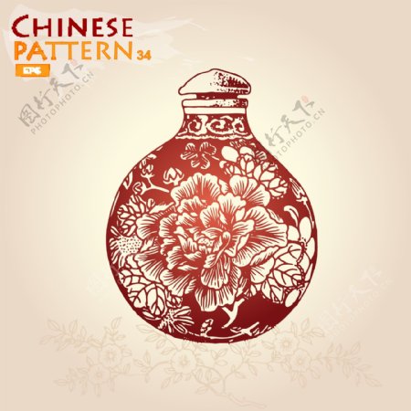 中国风牡丹花瓶