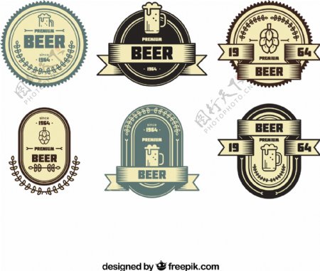 复古风格啤酒标签图标