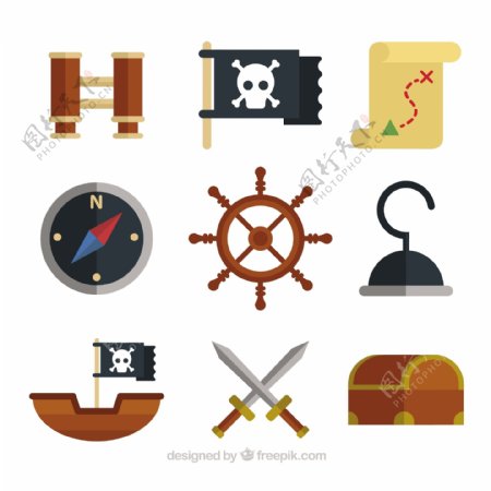 海盗元素装饰图标矢量素材