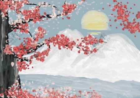 日式风格樱花插画