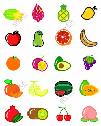 UI彩色水果图标icon