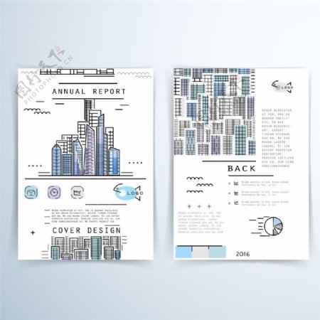 线条城市大楼画册图片