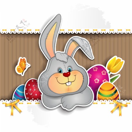 复活节彩蛋兔子剪贴画矢量素材