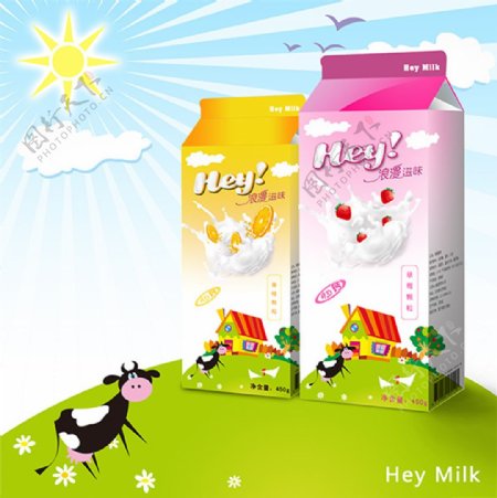 卡通牛奶包装盒设计