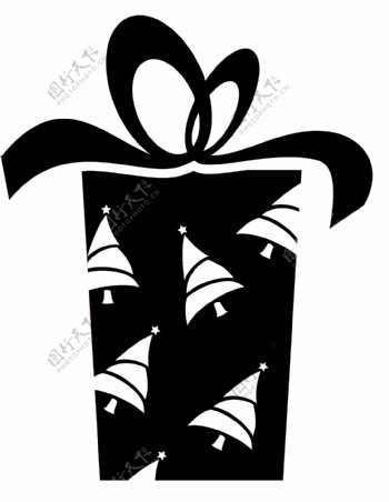 黑白礼物盒icon图标