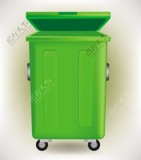 绿色矢量垃圾箱