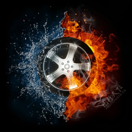 水与火中的轮胎图片