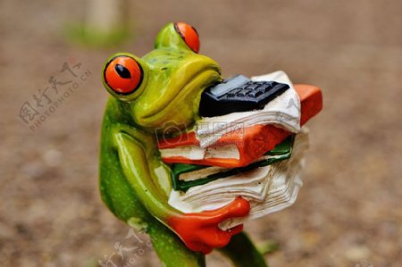 抱着文件的青蛙