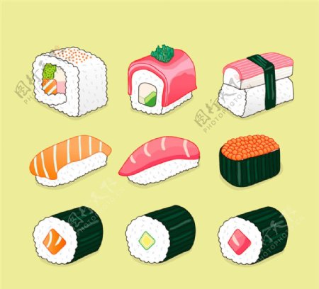 美味日式寿司矢量素材