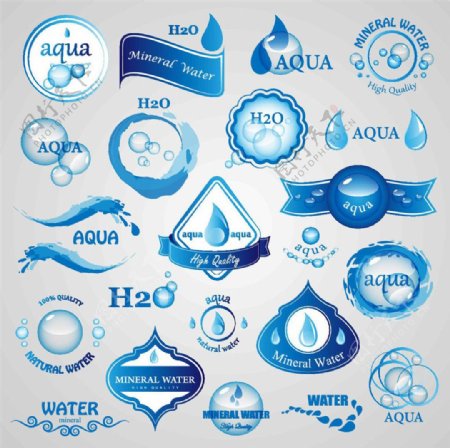 蓝色水滴标签设计图片