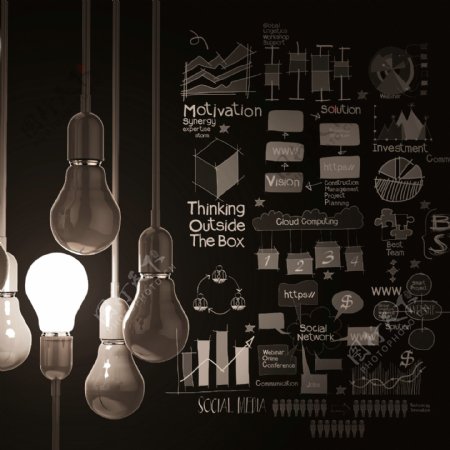 电灯泡与信息图表图片
