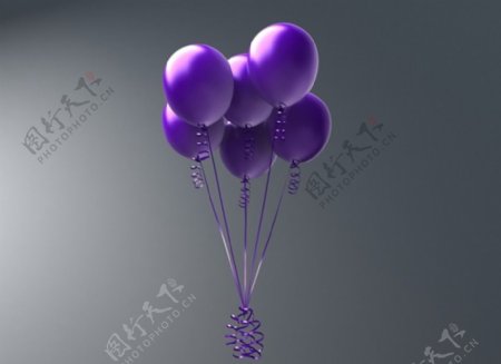 3D紫色气球模型