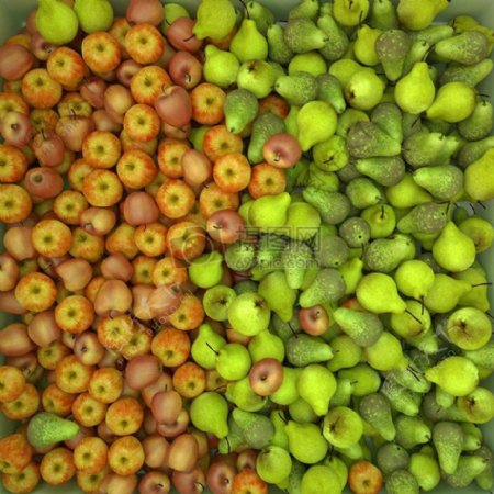 一堆梨子和苹果