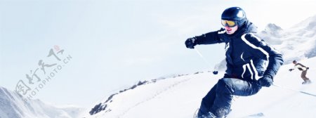 冬季山顶滑雪背景图