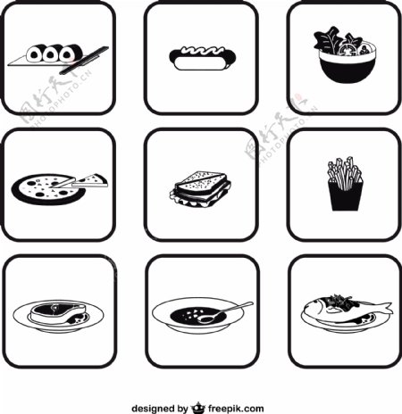 黑白食品图标