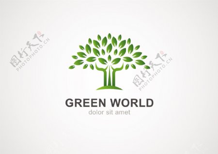 绿色大树标志图片