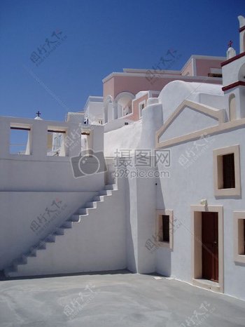 天空建筑白色地中海圣托里尼岛希腊