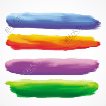 彩色水彩笔触矢量素材