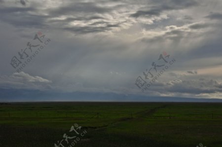 新疆牧场晨曦风景