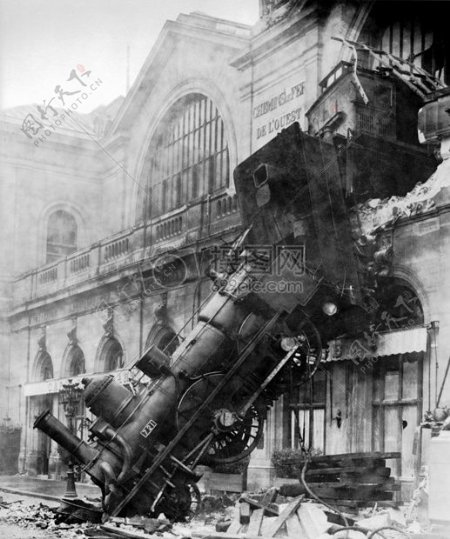 事故灾害汽机车火车残骸蒙帕纳斯1895年