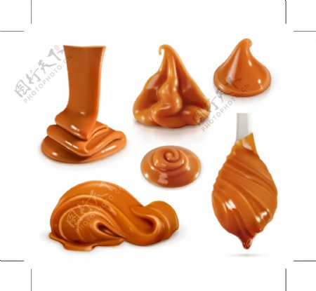 6款美味巧克力焦糖设计矢量素材