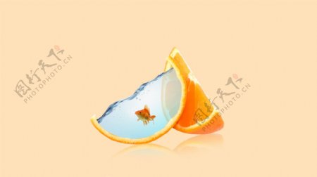 橙子里的金鱼PS合成壁纸素材特效海报