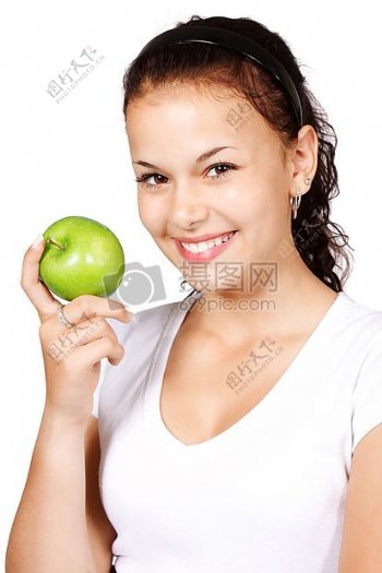 苹果在她的手
