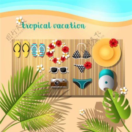 沙滩旅游海报背景图片