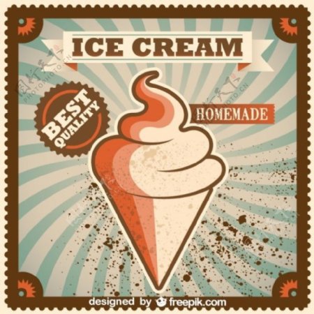 复古家庭制作冰淇淋海报设计